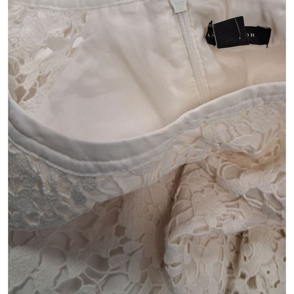 Ann Taylor womens size 4 dress ivory lace eyelet sheath off white - Picture 3 of 9